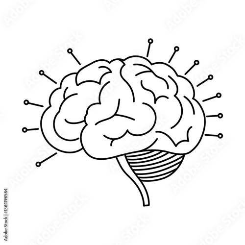Outlined neural system brain, minimal digital symbol.