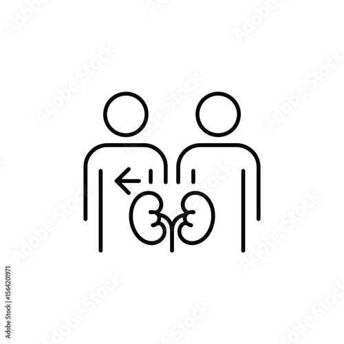 Kidney donation concept icon showing organ transfer between two people