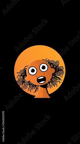 Surprised Expression: A cartoon illustration of a person with wide eyes, conveying shock and surprise with vibrant colors and minimalist design, against a plain background.