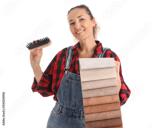 Happy female shoemaker with...
