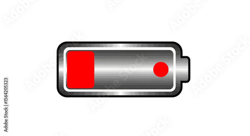 Vector low battery icon illustration showing power status and charging indicator for mobile devices and electronics