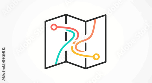Vector travel map with colorful routes and destinations for adventure planning and navigation illustration vector