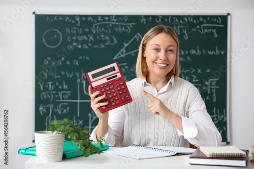 Mature female math teacher ...