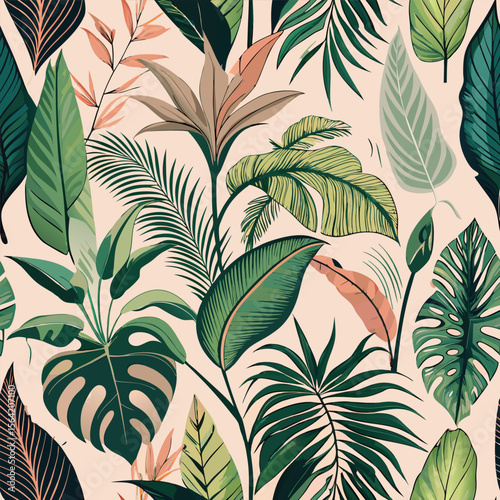 A seamless botanical pattern featuring realistic floral illustrations designed for textile applications wallpaper designs and various surface design projects perfect for adding a natural touch