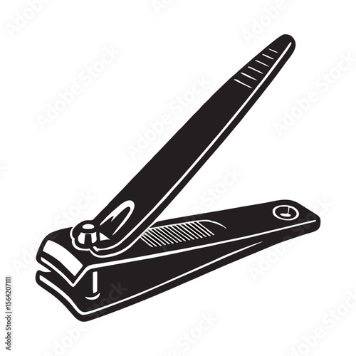 Silhouette image of nail clippers on white background
