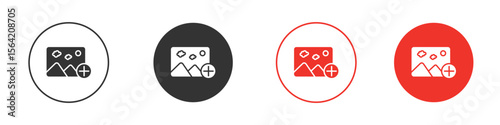 Add photos icons. Flat design style. Graphic design vector symbols.