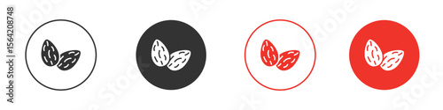 Almond icons. Flat design style. Graphic design vector symbols.