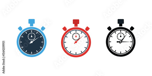  Flat vector icon of a stopwatch or timer, symbolizing countdown, timing, and duration