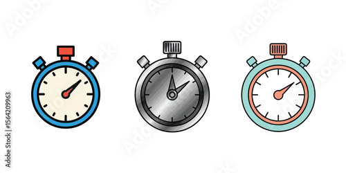  Flat vector icon of a stopwatch or timer, symbolizing countdown, timing, and duration