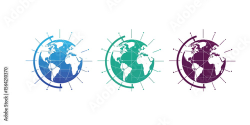  Flat vector icon of a globe, symbolizing internet, global access, and world connection