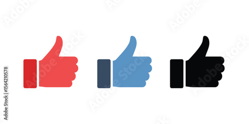 Flat vector icon of a thumbs-up hand, symbolizing like, approval, and success