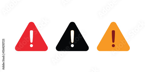  Flat vector icon of a triangle with exclamation mark, symbolizing warning and alert