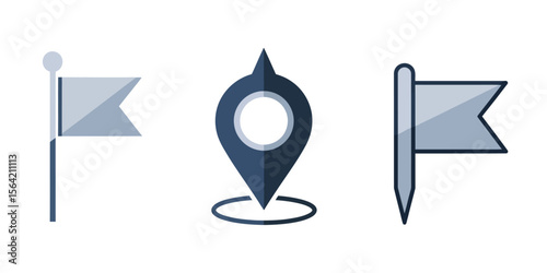  Flat vector icon of a flag or pin marker, symbolizing location, goal, or achievement