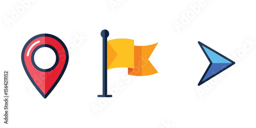  Flat vector icon of a flag or pin marker, symbolizing location, goal, or achievement