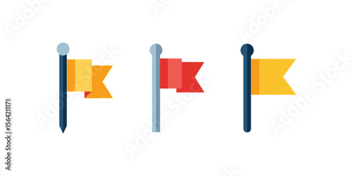  Flat vector icon of a flag or pin marker, symbolizing location, goal, or achievement