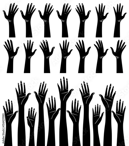 Elegant collection of 36 stylized female hands art deco inspired set girl pose woman women