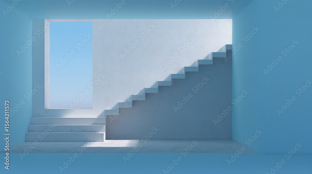 Fototapeta premium Minimalist D abstract staircase ascending into a surreal blank space
