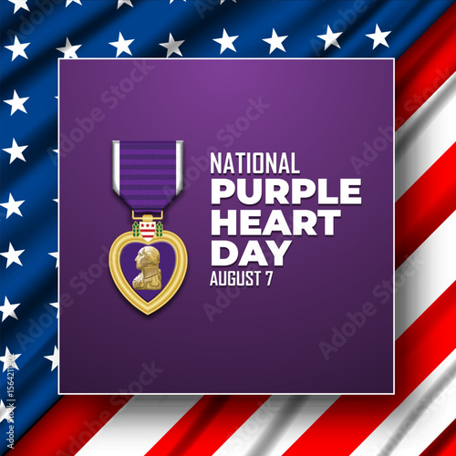 National Purple Heart Day August 7 Background Vector Illustration