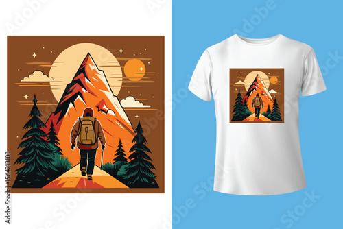 Hiking tshirt Vector best hiking t shirt design