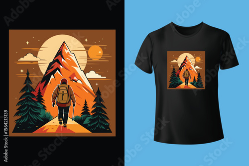 Hiking tshirt Vector best hiking t shirt design