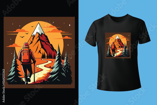 Hiking tshirt Vector best hiking t shirt design