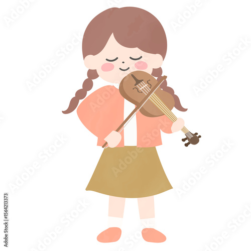 バイオリンを弾く女の子のイラスト