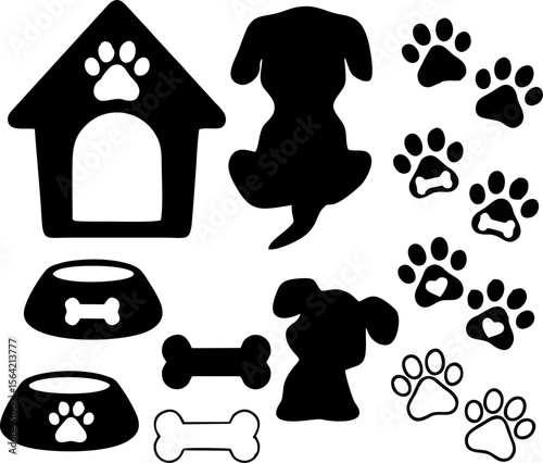 Dog Themed Silhouette Icon Set