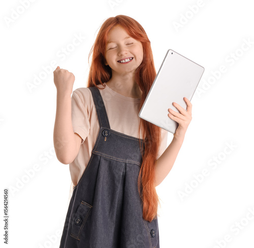 Cute ginger girl with moder...
