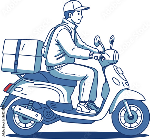 Courier on a scooter delivering a package