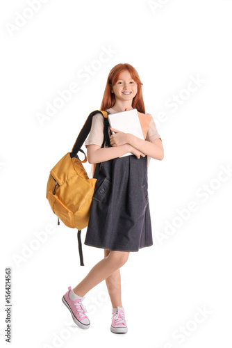 Cute ginger girl with backp...