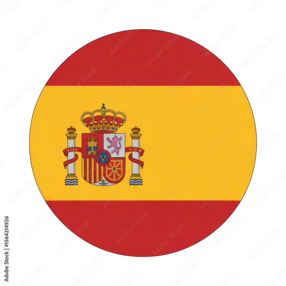 Obraz premium Round Spanish Flag Vector Illustration - A Perfect Circular Design for Projects