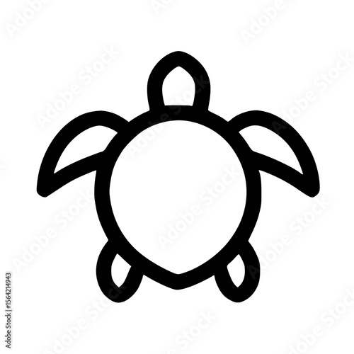 Simple Line Turtle Graphic Sea Creature Swimming Icon Symbol