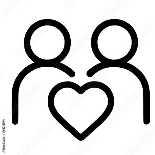 Minimalist Outline Couple with Heart Symbol Relationship Love Icon