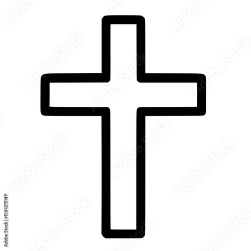 Simple Line Art Outline Cross Religious Symbol Christianity Icon