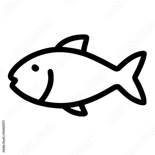 Simple Outline Fish Swimming Animal Seafood Food Line Art Icon