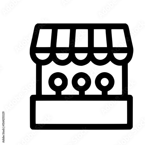 Simple Outline Market Stall Stand Minimalist Icon Illustration