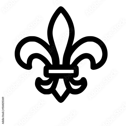 Minimalist Outline Black and White Fleur De Lis Symbol Shape Icon