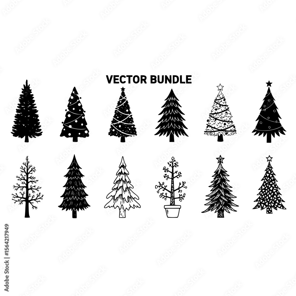 Obraz premium Christmas tree vector bundle christmas tree design christmas tree silhouette christmas tree illustration design vector