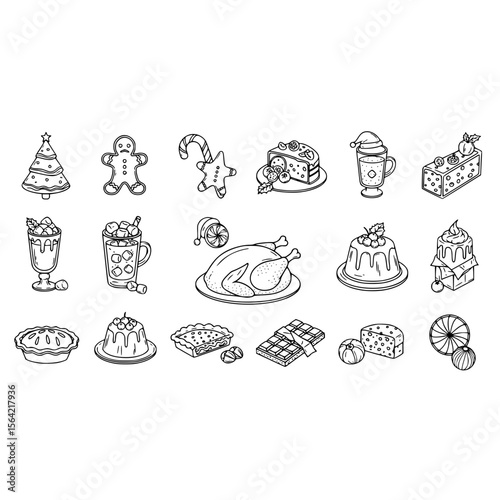 Christmas holiday food christmas tree gingerbread man candy cane cake drink turkey chocolate pie art