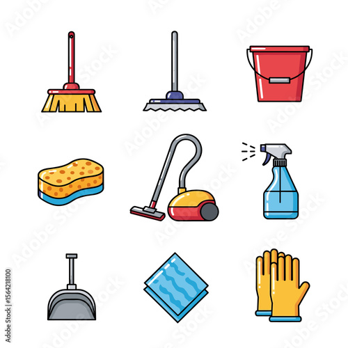 Cleaning Services Icons: Modern Vector Illustrations for Business