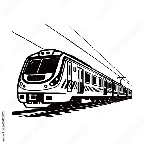 Train silhouette image on white background