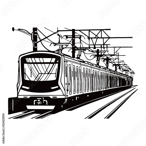 Train silhouette image on white background