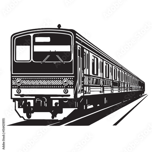 Train silhouette image on white background