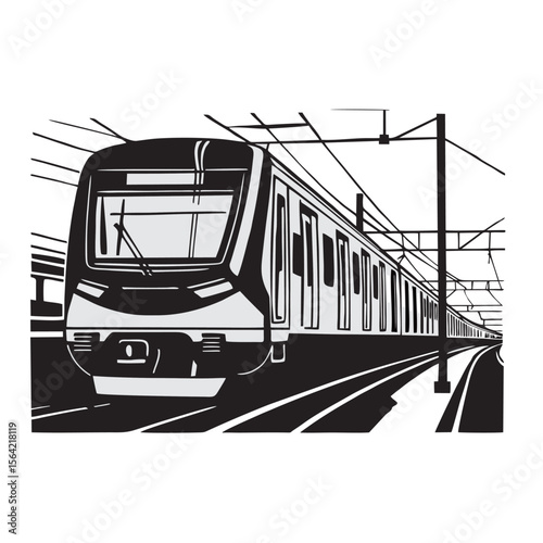 Train silhouette image on white background