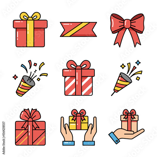 Gift Icons:  Elegant Vector Set for Festive & Celebration Designs