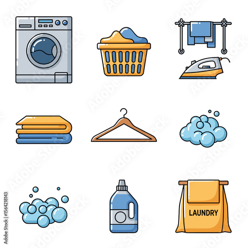 Laundry Service Icons: Clean Vector Set for Business & Cleaning Branding