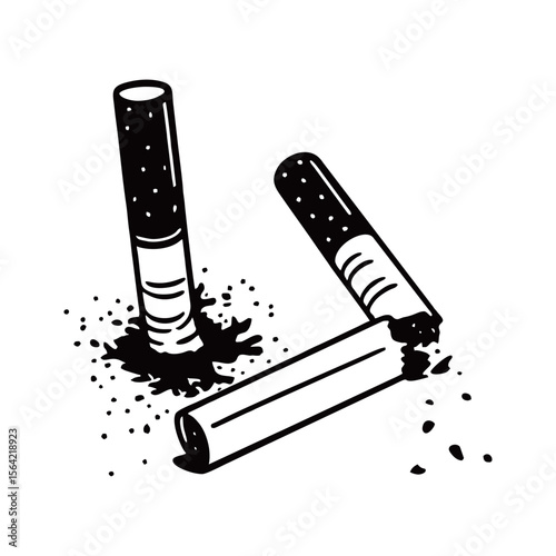 Cigarette silhouette image on white background