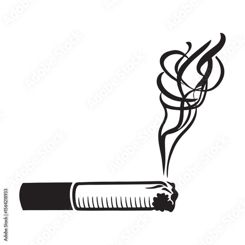 Cigarette silhouette image on white background