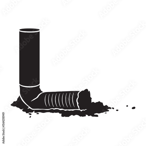 Cigarette silhouette image on white background
