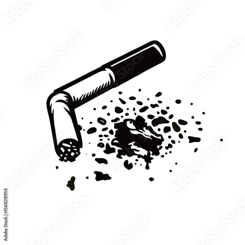 Cigarette silhouette image on white background